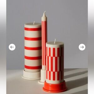 HAY Column Candle, off-white & red
